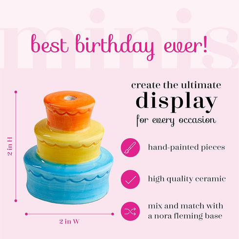 Nora Fleming Hand-Painted Mini: Best Birthday Ever Candle Holder Cake A194