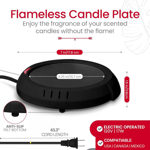 BULK PARADISE Candle Warmer Plate Safely Releases Scents Without a Flame- Used as Candle Jar Warmer, Candle Melter