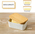 Ceramic Butter Dish with Lid,Large Butter Container with Airtight Cover for Countertop or Refrigerator,Farmhouse Butter Holder for Kitchen Gifts,Dishwasher Safe,White Embossed Pattern