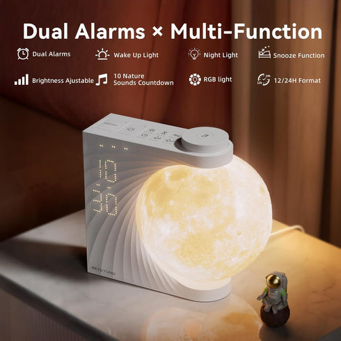 Light,10 Effects,30/60/90 Timer,10 Sounds,15 Ringtones,12 Snooze Sunrise Alarm Clocks for Heavy Sleepers,Night Lamp