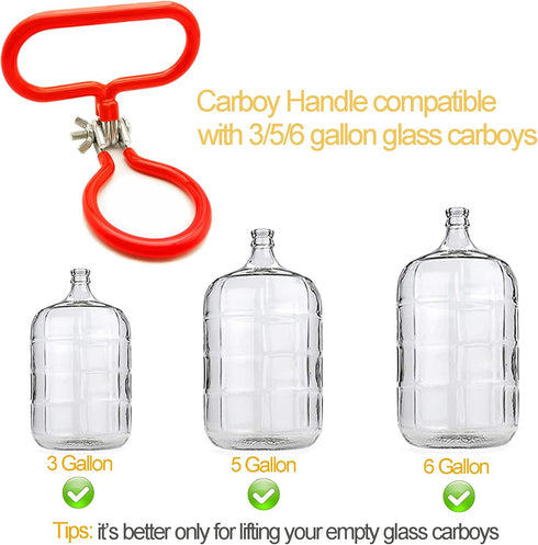 Carboy Handle, 2 Pack Heavy Duty Holder for 3, 5, 6, 6.5 Gallon Glass Carboys for Home Brewing