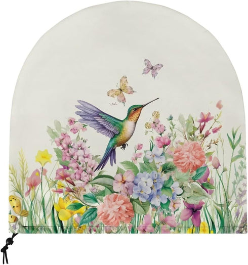 Floral Hummingbird Print Lightweight Shop Fan Cover, Removable Dust Cover for Classroom, Easy to Store