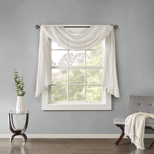 Madison Park Harper Sheer Curtain for Living Room, Lightweight Window Treatment 42" x 144", White