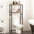 HOOBRO 2-Tier Over The Toilet Storage Organizer Shelf, Bathroom with Toilet Paper Holder and Hooks, Greige and Black