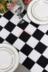 Table Runner Black and White Checkerboard Racing Theme, 12 x 72 Inches for Anniversary, Dinner Parties, and Outdoor