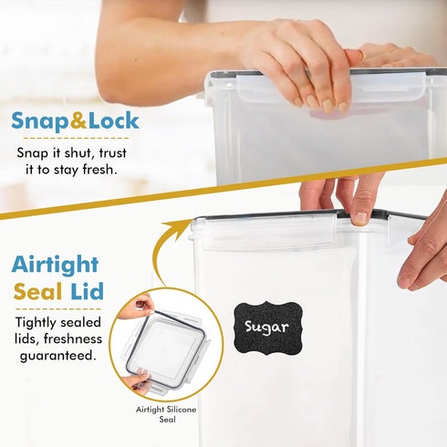 2 (9.5L 321 Oz) Shazo PC | Extra Large Bulk Food Storage Containers with Airtight Lids for Flour, Sugar, Rice, Cereal