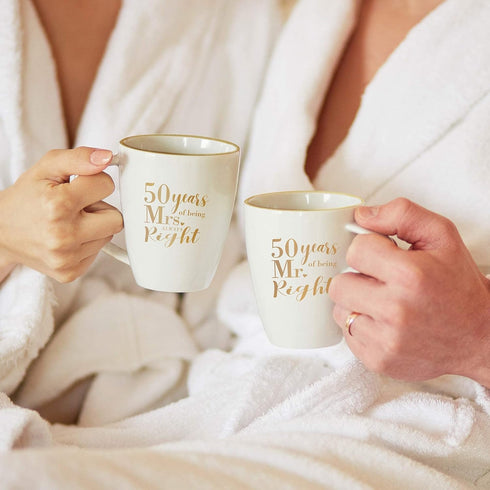 Canopy Street 50th Anniversary Mug Set, Mr. And Mrs. Always Right Coffee Mugs, 15 Ounce
