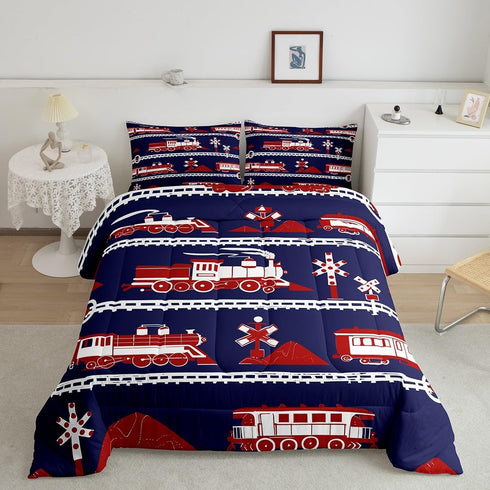 Set Set 2Pcs, Erosebridal Train Comforter Cartoon Car Toddler Bedding, Traffic Transportation Track Comforter for Kids