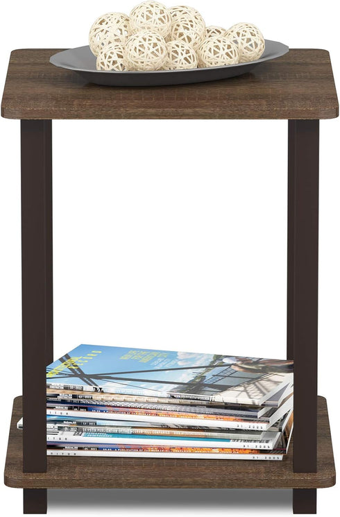 Set 2 Furinno Simplistic of End Table, Walnut/Brown