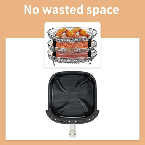 Air Fryer Racks, 11Pcs Universal Accessories, 3 Layer Stackable Dehydrator Racks with Oil Brush & Clamp