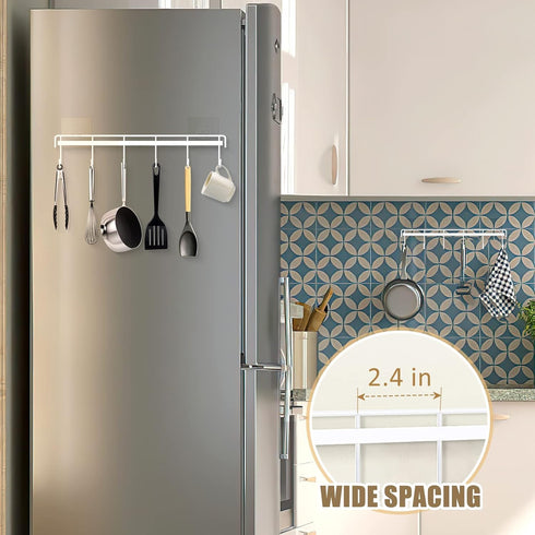 Kitchen Utensil Rack Wall Mount, White Adhesive Hanger, No Drilling, Space Saving Kitchen Holder, 2 Packs