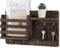 Nekon Mail Holder for Wall - Mail Organizer with Key Hooks, Letter Sorter, Natural Wood, Floating Shelf, Flush Mount