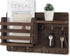 Nekon Mail Holder for Wall - Mail Organizer with Key Hooks, Letter Sorter, Natural Wood, Floating Shelf, Flush Mount