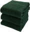Textured Dark Green Kitchen Dish Towels, 100% Cotton Cloth, Soft Absorbent Terry Ribbed Loop: Set of 3 for Everyday Use