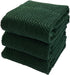 Textured Dark Green Kitchen Dish Towels, 100% Cotton Cloth, Soft Absorbent Terry Ribbed Loop: Set of 3 for Everyday Use