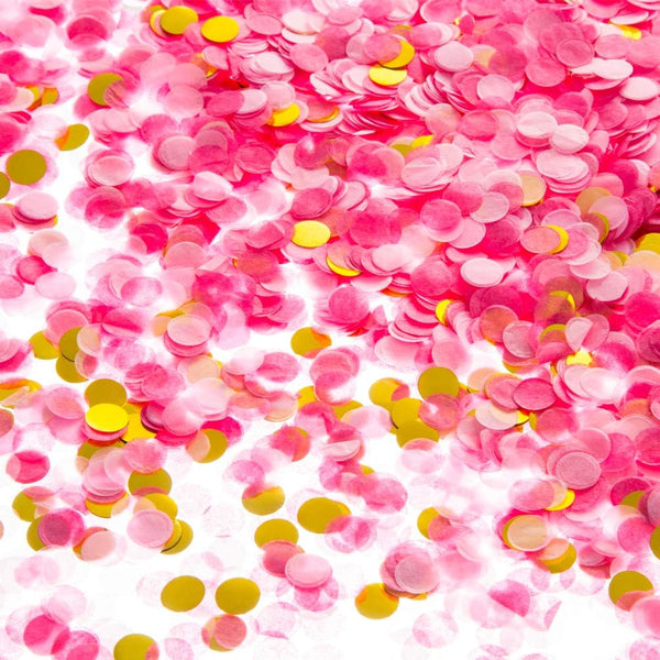Tissue Confetti Circle Dots for Wedding Birthday Party Decoration, 1cm Diameter, Gold, Pink, Hot Pink, 60 grams