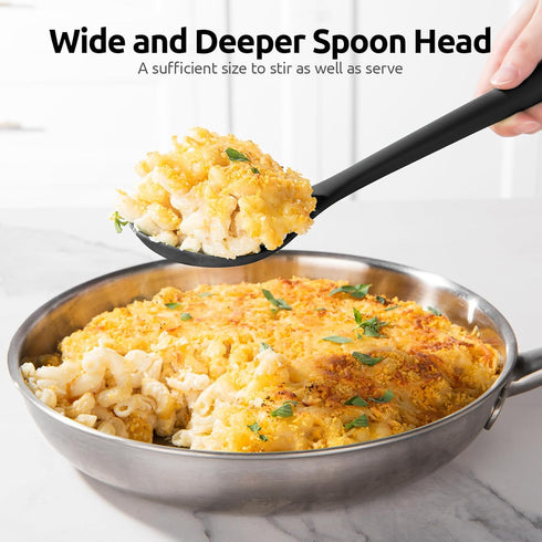 600 F Heat Resistant Silicone Spoon: U-Taste 13.3in Solid Kitchen Cooking Spoon for Mixing, Serving, Stirring