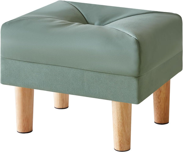 YMYNY Small Footstool Ottoman, Faux Leather Footrest with Sponge Padded Seat, Step
