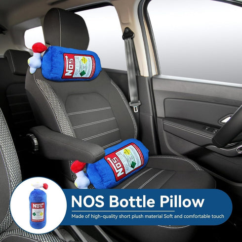 Car Neck Pillow, NOS Bottle Design Plush Headrest Pillow for Car Seat, Office Chair, Travel, 11 x 4.7in (1)