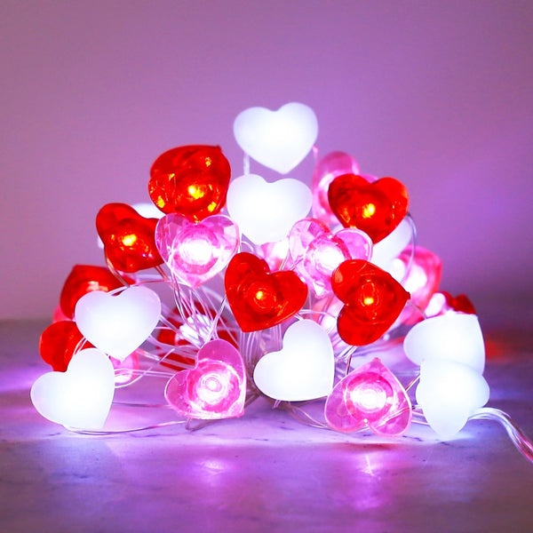 Curyidy Valentines Day Decor Heart String Lights, 30 LED Fairy Lights with