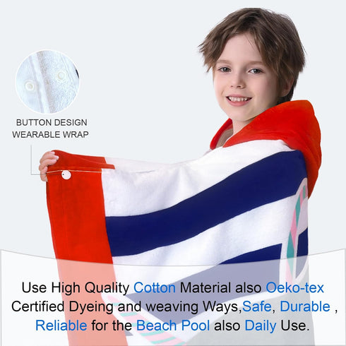 Kids,(3-8 30''X50),Absorbent 100% Swimming, VOOVA & MOVAS Hooded Beach Towel for Years, Cotton Towel Wrap for Boys