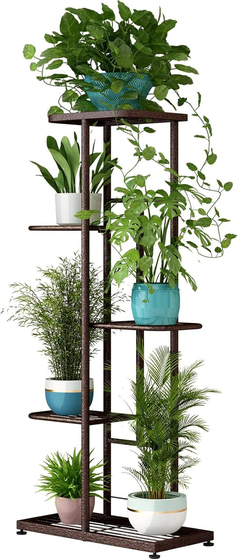 LINZINAR Plant Stand Metal 5 Tier 6 Potted Multiple Flower Pot Holder