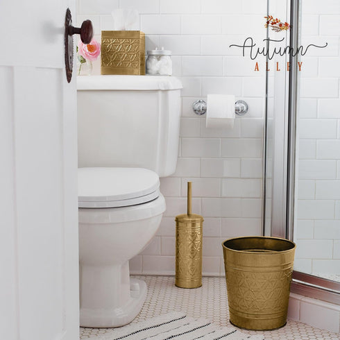 Set, Sets Autumn Alley Antique Gold Toilet Brush and Holder Standing Toilet Brush for Modern Bathroom Decor, Soft Gold