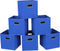 Set of 6 Dark Blue Fabric Cloth Storage Bins, Foldable Cube Baskets with Dual Handles for Home Bedroom Storage