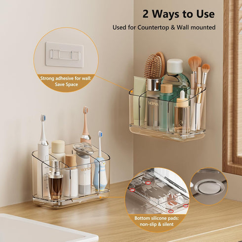 Countertop 5 Toothbrush Holders for Bathroom Organizer, Slots Large Capacity Electric Toothbrush Holder Wall-Mount