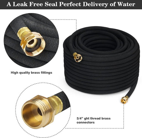 MHMHM 15FT 1/2 Inch Heavy Duty Soaker Hose Rubber Garden Drip Irrigation Hose with Solid Brass Connector Water Saving