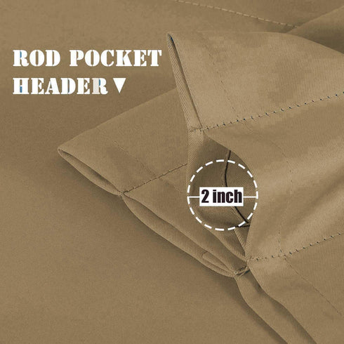 Khaki Kitchen Curtains for Windows, 2 Panels Set Short Privacy Cafe Curtain Tiers, Farmhouse Blackout Drapes for Small