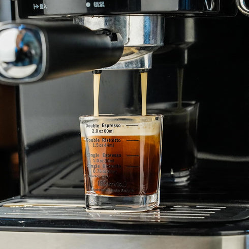 BCnmviku 2oz Espresso Shot Glasses Measuring Cup Liquid Heavy Glass for Baristas (2 pack)