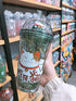 Lucky Cat Travel Mug with Straw, Blue Drinking Cup with Strap for Picnic Party Birthday (Lucky Cat Green, 430 ml)