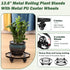 1 Packs 13.6 Inch Planterhoma Large Metal Plant Caddy Plant Dolly with Wheels Heavy-duty Iron Rolling Plant Stand