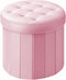 Bsketa Folding Storage Ottoman Round 14" x 14" x 13"Inch Foot Stool
