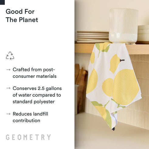 18" 30" 1 Pack GEOMETRY Kitchen Tea Towels - Quick Dry Microfiber Dish Towels for Kitchen Sunny Lemons, x