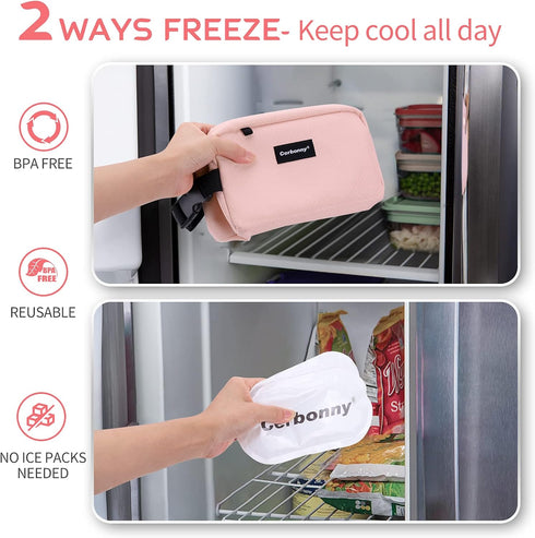 3+/Adults,Freezer Cerbonny Cooler Bag Freezable Lunch Bag for Work School Travel,Leak-proof Small Lunch Bag,Small