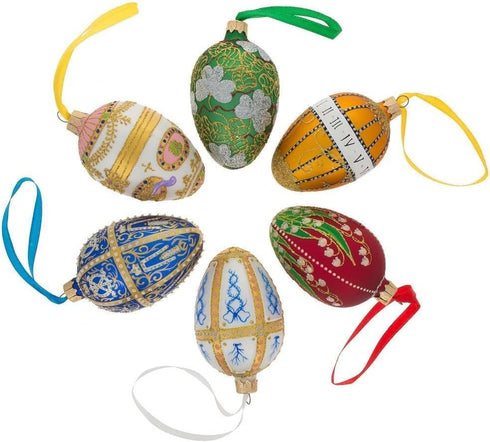 Red Stripe Ukrainian Pysanka Glass Egg Ornament, 4 Inches