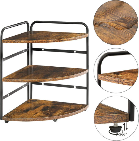 Counter 3-Tier Brown,TWJ002H IBUYKE Corner Shelf, Kitchen Organizer, Bathroom Vanity Trays, Spice Rack for Small