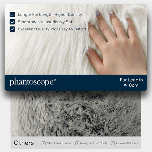 Phantoscope Pack of 2 Faux Fur Solid Throw Pillow Covers, Luxury Soft Decorative Cushion Covers, Cream White 18 x 18