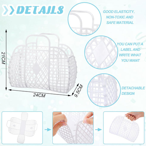 Hsei 16 Pcs Girls Jelly Purse Bags Easter Basket Reusable Jelly Beach Bag Plastic Beach Tote Gift Basket for Kid Girl