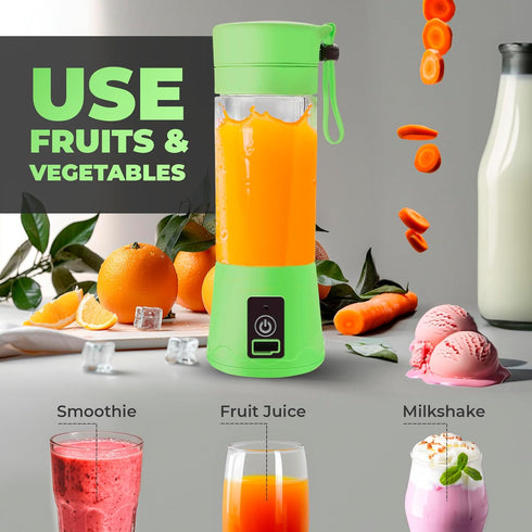 Portable Blender, Compact USB Rechargeable Personal Travel Blender for Smoothies and Shakes, 380ml, Green
