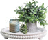 HPC Decor 12in Round Wood Tray - White, Distressed, Farmhouse Rustic -