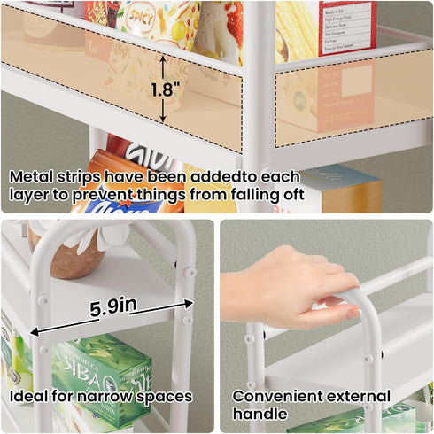 4-Tier 5.9" 4-Tier (5.9" 33.6" Asgolion Slim Storage Cart, Small Rolling Cart with Wheels, Deep, Narrow Bathroom Shelf