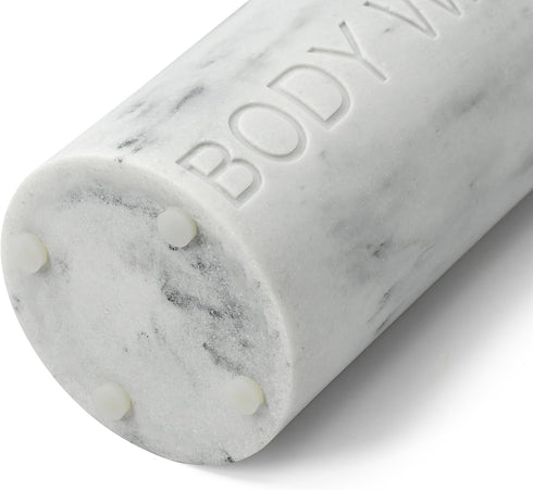 Resin White Marbled Body Wash Engraved Bottle Refillable Pump Dispenser, Durable Waterproof Construction for Bath