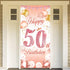 DPKOW Rose Gold 50th Birthday Banner - Backdrop, Wall & Garden Decoration, 185 x 90cm Fabric