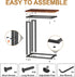 Yusong C Shaped End Table - Slide Under Sofa Couch Bed, Small Table for Small Spaces, Skinny Overbed, Coffee Drink
