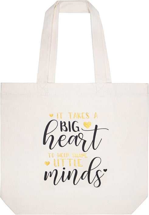 ELEGANTPARK Teacher Bag - Cotton Canvas Tote for Teacher Gifts, Valentines Day, Graduation, Birthday, Christmas