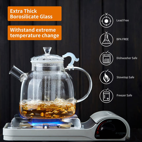 68OZ 2000ML, Glass Teapot, Large Glass Tea Pot With Infuser, Kettle For Stove Top, Tea Cup With Infuser For Loose Leaf