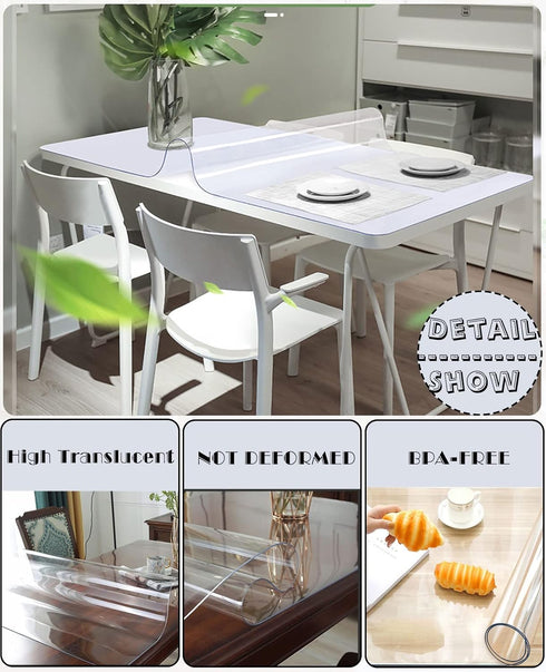 HQYG 1.5mm 13x13 Inch Thick Clear Desk Cover Protector, Rectangular Clear Pad Mat, Plastic Table Cover, Side End Table